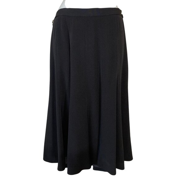 The J. Peterman Company Vintage A-Line Midi Black 100% Silk Skirt, Size 14 - Picture 1 of 12